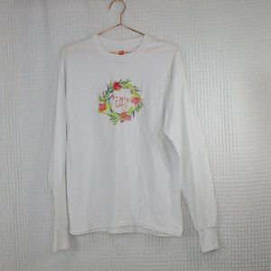 HANES "HAPPY DAY" LONG SLEEVE TEE SIZE MEDIUM